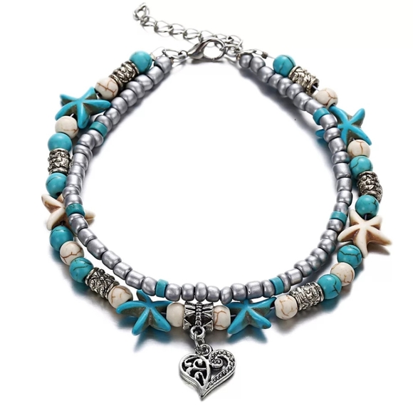 Boho Starfish Turquoise Beads Sea Turtle A… - Picture 2 of 2